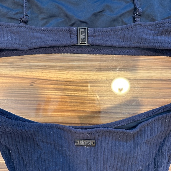 Triangl Ribbed Bikini In Navy - Picture 4 of 6